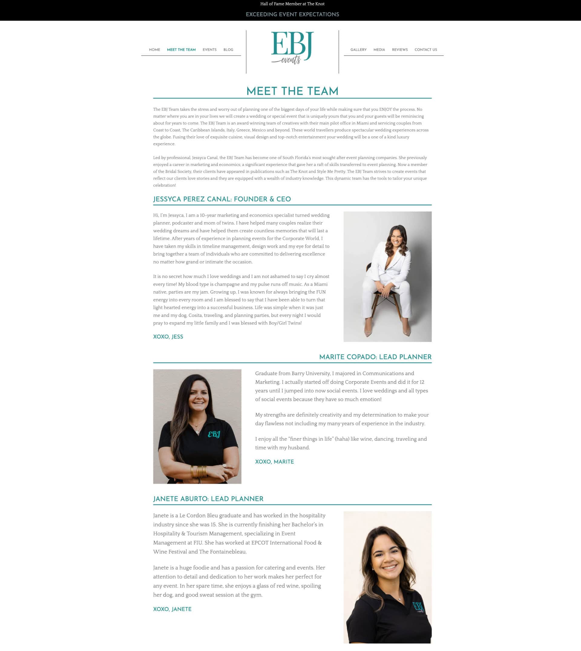 ebjevents.com Meet the Team - Party & Event Planner Website with Event Ticket Sales